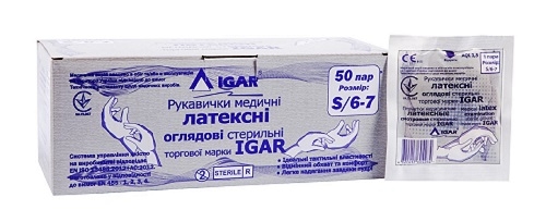 Перчатки латексные смотровые стерильные L